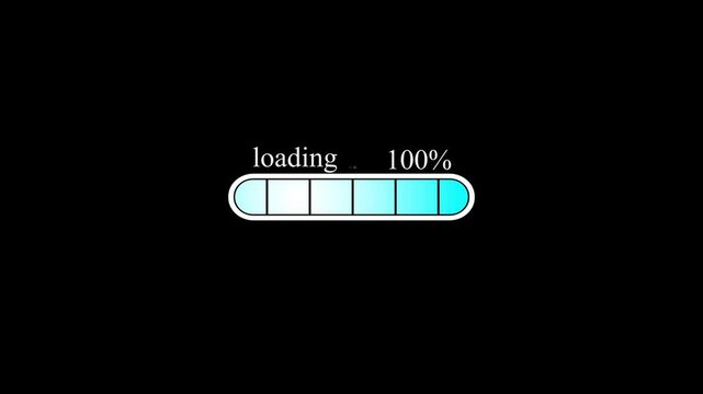 Digital progress loading bar animation from 0 to 100 percent on dark teal background, website buffering concept