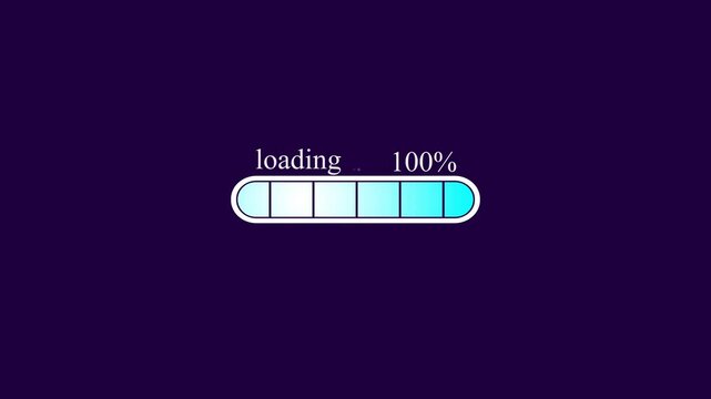 Digital progress loading bar animation from 0 to 100 percent on dark teal background, website buffering concept