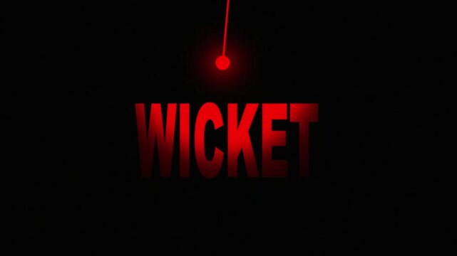 Red glowing cricket stumps with bails on dark background nighttime sports lighting effect cricket bails