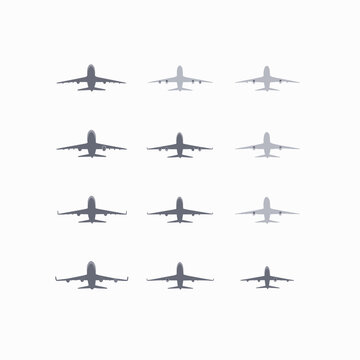 Airplanes flying in formation aerial view.