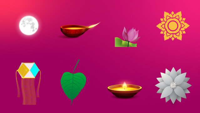 Illustration of vesak elements collections 