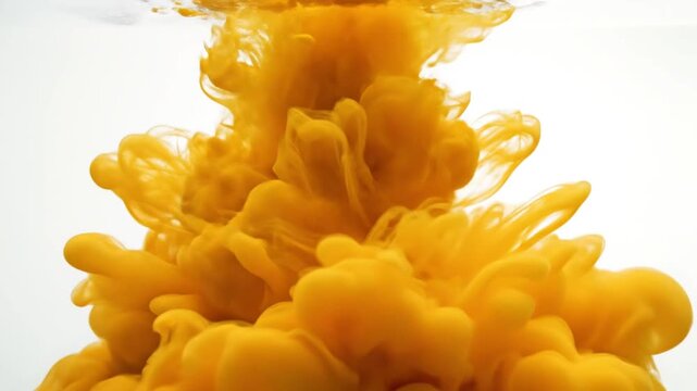 Yellow Ink Cloud Explosion in Water Slow Motion