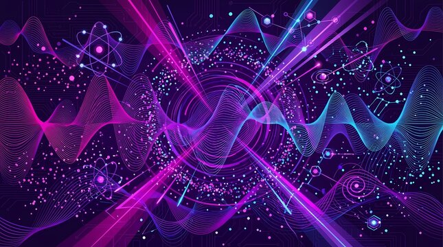 Technology Inspired Abstract Background with Vibrant Digital Waves and Particles for Innovative Designs