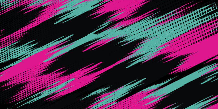 Car sticker wrap banner abstract sporty lines pink blue greenish grunge color combination brush storm thunder modern pattern racing.