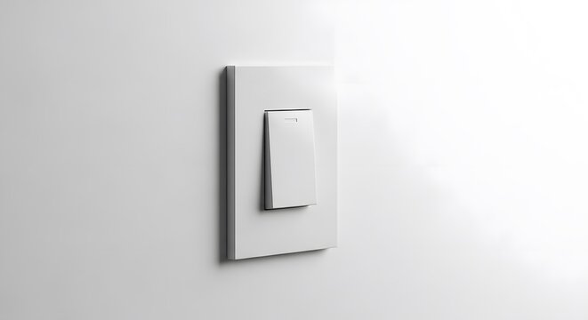 Modern white light switch on a clean wall for home interior and smart electrical control system