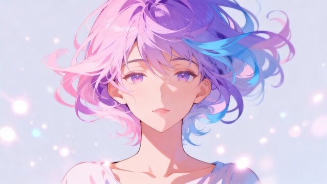Anime girl with pastel hair