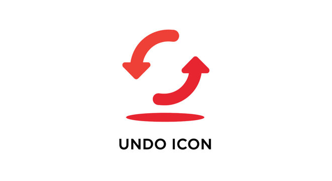 Red Undo Icon on White Background Representing Reversal and Action.