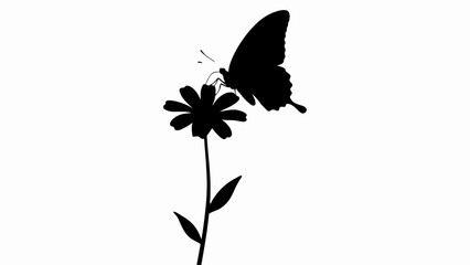 Black butterfly, flower silhouette, insect icon, nature symbol, wildlife graphic © AKL