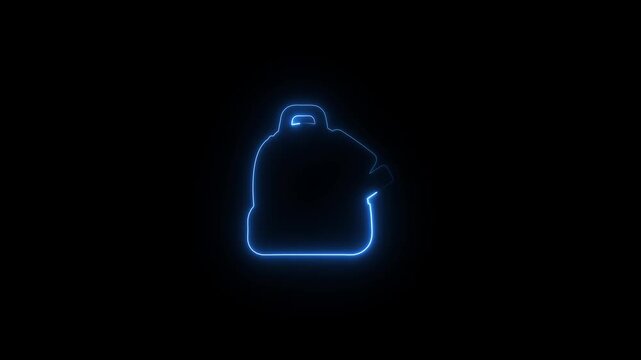 Glowing blue outline of a teapot on a black background Keywords: teapot, kettle, tea, coffee, drink, beverage, kitchen, appliance, icon, symbol, outline, glowing, blue, neon, light, object, design