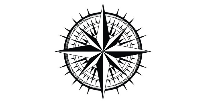 Vintage Nautical Windrose and Compass rose vector illustration with north star symbol for navigation travel and adventure direction concept design.