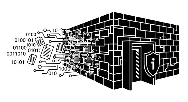 Digital Firewall Protecting Data Files Illustration
