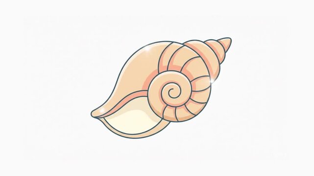 A beautifully illustrated, light brown spiral seashell with a smooth, polished finish, set against a plain white background.