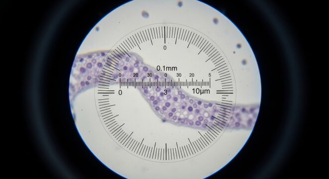 Microscopic View of Tissue with Measurement Reticle