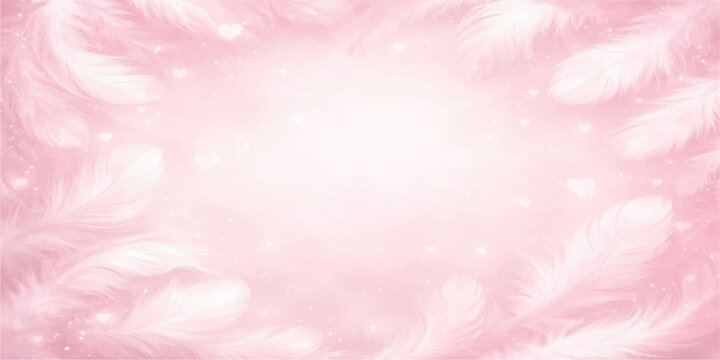 A soft pink feather texture background featuring a fluffy boa design with light floral patterns and a macro closeup of nature-inspired spring fur decoration for a delicate wallpaper frame