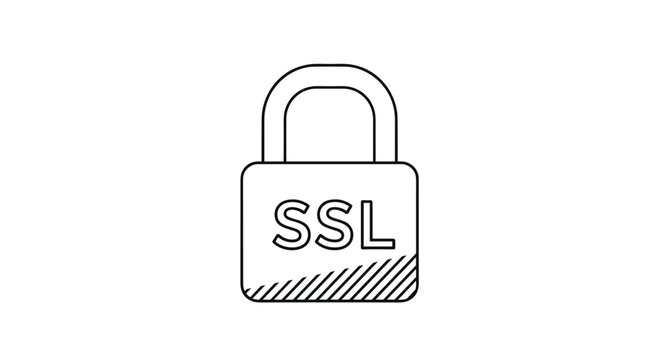 Secure SSL certificate icon with a padlock symbol representing website security, data encryption, and safe online transactions.