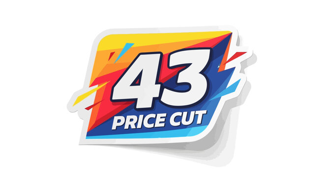 Price Cut 43 Sticker - Big Sale Discount and Offer Label
