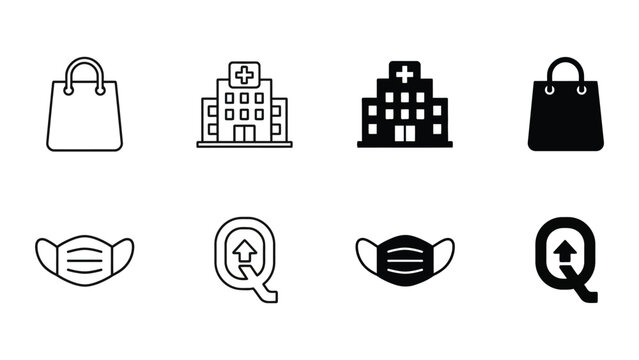 Icons representing shopping, healthcare, masks, and information updates during special circumstances