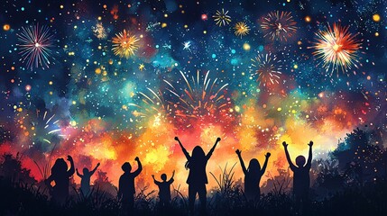 Fototapeta premium Colorful fireworks party