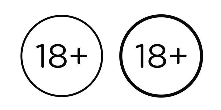 18 Plus icon. thin line icon vectors