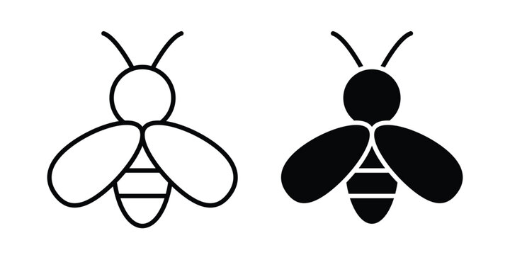 Bee icon. thin line icon vectors