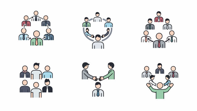 People teamwork collaboration icons set.
