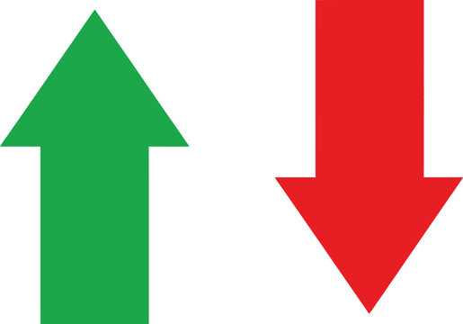 Green arrow pointing up and red arrow pointing down icons Vector