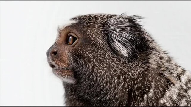 Marmoset Monkey Profile on White Background