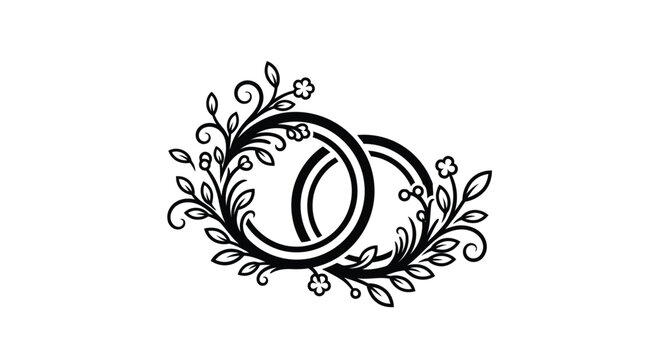 Black Letter O Floral Design Element.