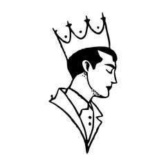 profile portrait of a royal man in suit and crown sketch vector © Zen20