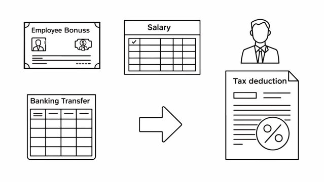 Payroll and tax deduction documents.