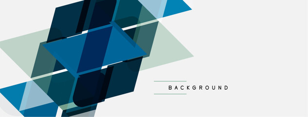 Fototapeta na wymiar Abstract geometric shapes overlap, creating dynamic blue composition. Minimalist design with light background. Modern aesthetic.