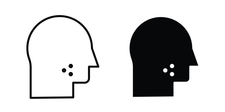 Man acne on face icon. thin line icon vectors