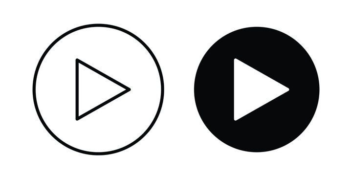 Media play button icon. thin line icon vectors