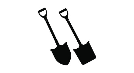 Two garden shovels isolated on a white background silhouette © Mama