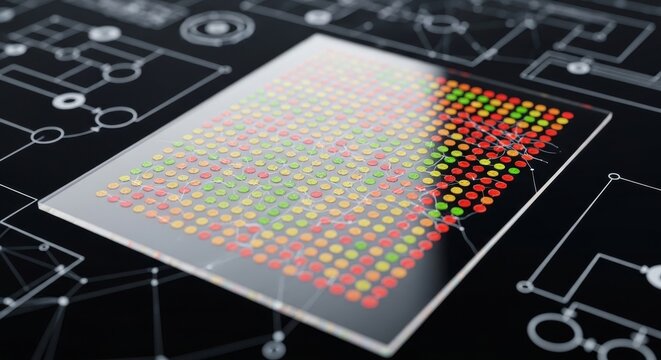 Microarray Slide with Thousands of Colorful Spots