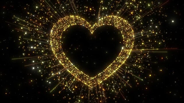 golden heart graphic background particles element loop