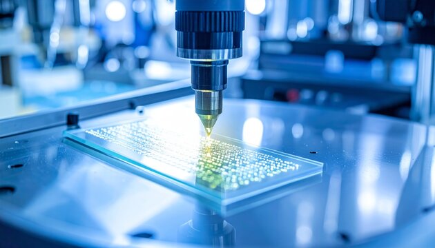 Microarray scanner captures gene expression data on glass slide