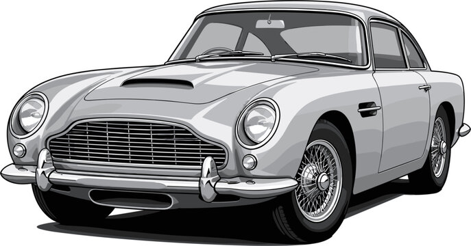 Stylized vintage car illustration, classic automobile, retro vehicle