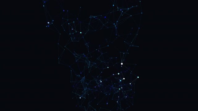 Abstract 3D Cylindrical Data Core network visualization featuring Classic Plexus structures in an Ice Blue spectrum. Cinematic Wide and X Spin + Z Tilt perspective with a seamless loop of Random 