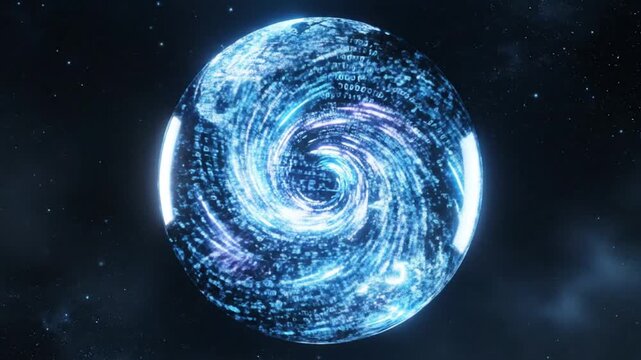 Floating Spherical Portal Swirling in Space
