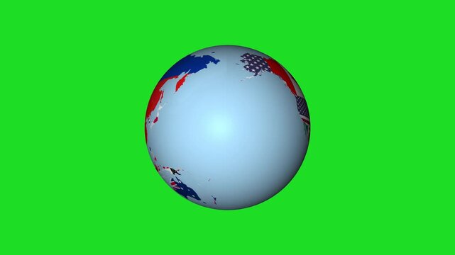 3D, globe, animation, green screen, chroma key, world flags, spinning, earth, international, global, countries, nations, world peace, geography, travel, unity, diversity, planet, rotating, loop, 4k, s