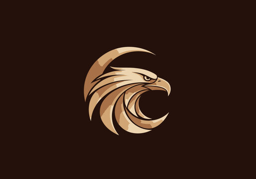 Stylized eagle head profile mascot logo on dark background