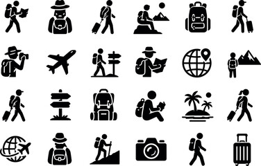Obraz premium Business Traveler and Airport Journey Icon Set