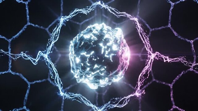 Abstract Cellular Network Visualizing Energetic Connection Centering Sphere