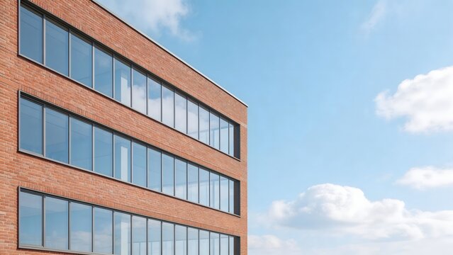 Modern brick building with large windows