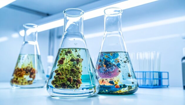 Cell Culture Flasks Showing Healthy Growth In Laboratory