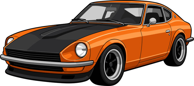 Cartoon style vector illustration of an orange and black classic