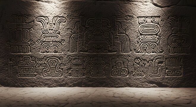 Ancient Stone Carving with Mysterious Symbols