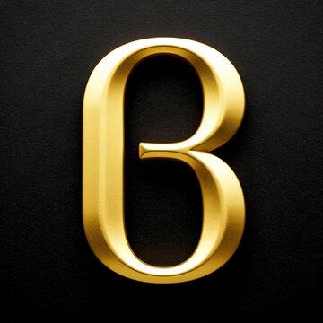 3d golden font letter B