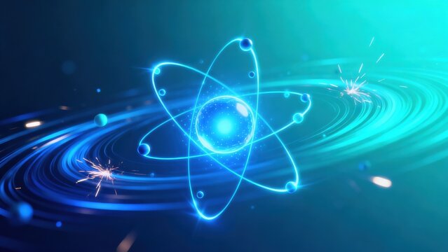 Atomic structure with orbiting particles